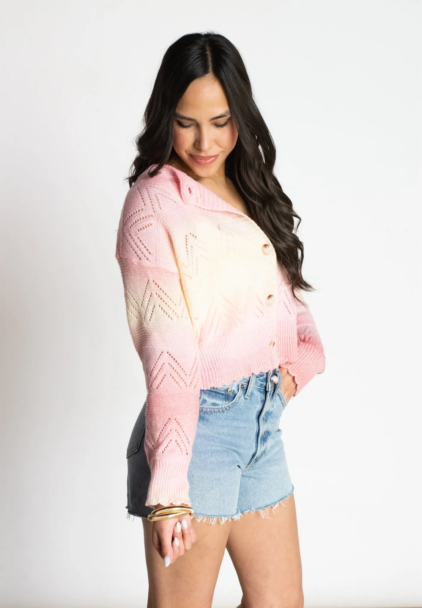 Taking a Risk Pink Knit Cardigan Top