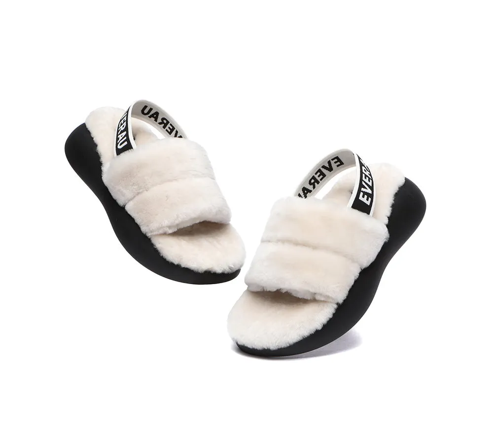 UGG Women Slides Sheepskin Wool Slingback Fluffy Sandals Miss Ever