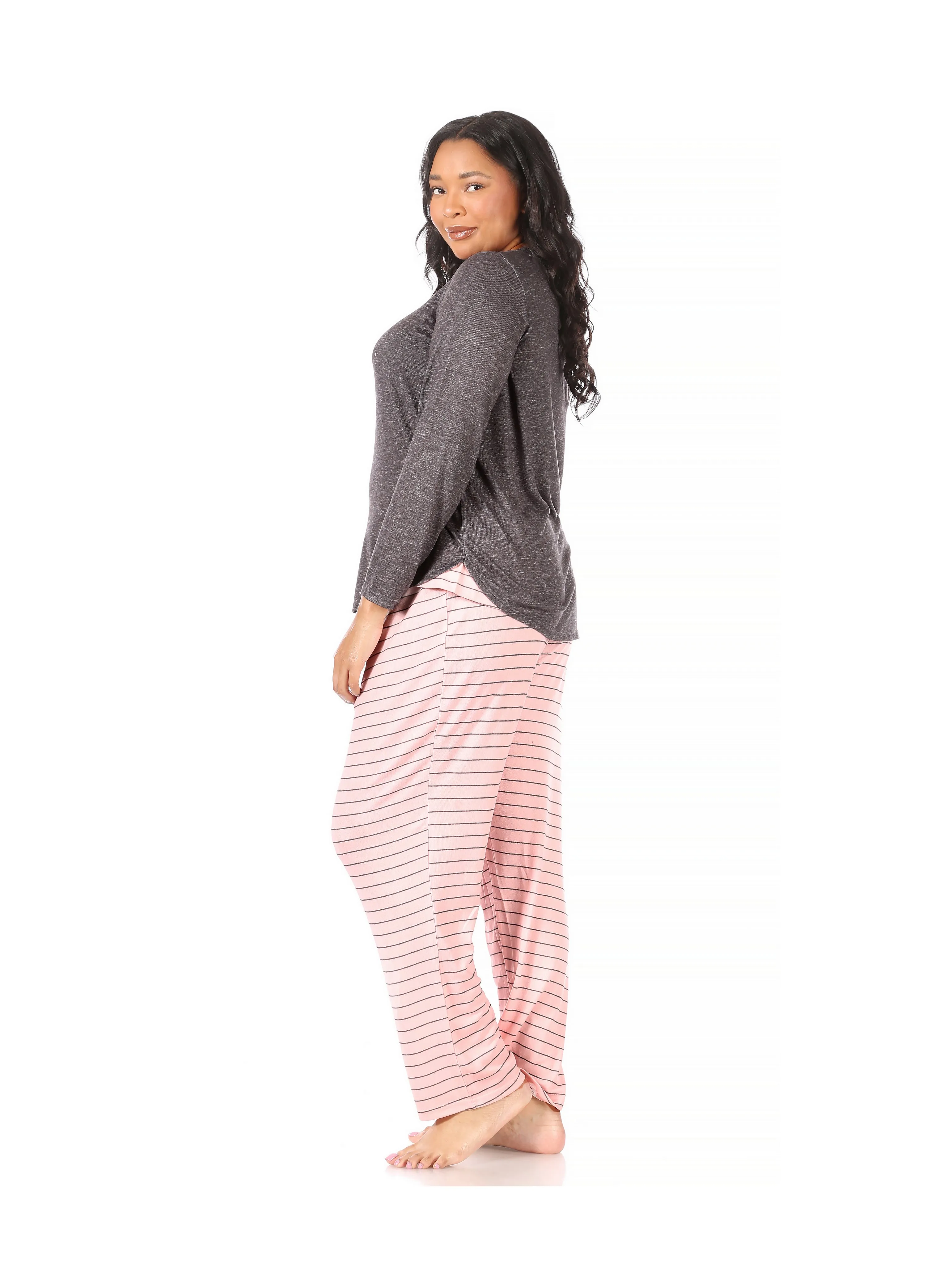 Women's Plus Size "BLESSED" Long Sleeve Top and Tapered Pant Pajama Set