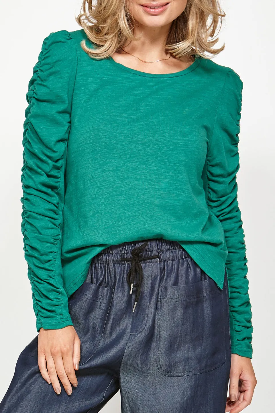 Wrinkle Sleeve Green Tee